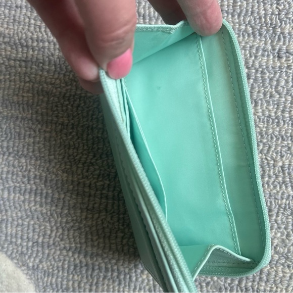 COACH Light Teal/Mint Green Zip Around Wristlet Wallet - Picture 6 of 7